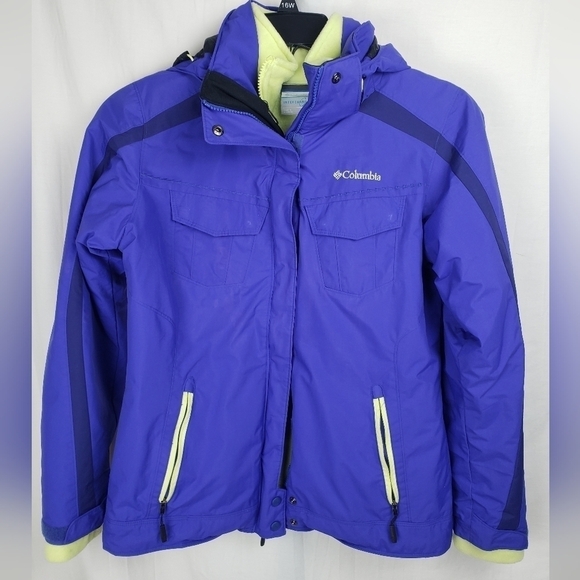 Columbia 3 in 1 Purple/Lime Green Interchangeable Coat with Detachable Hood Sz M - Picture 2 of 16
